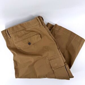 Lands' End Men 44x30 Brown Traditional Fit Cargo Pants Rugged Workwear Adj Waist